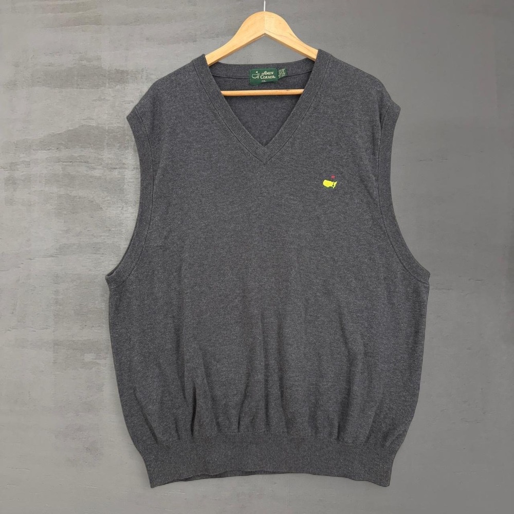 Amen Corner Masters Golf Vest Charcoal Grey‎ Pima Cotton V-Neck XXL